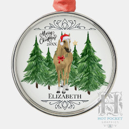 Aangepaste gepersonaliseerde paard waterverf Kerst Metalen Ornament