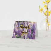 Aangepaste Gepersonaliseerde Paarse Lila Dank u Kaart (Gele Bloem)