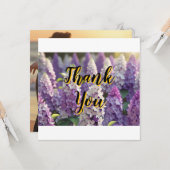 Aangepaste Gepersonaliseerde Paarse Lila Dank u Kaart (Voorkant / Achterkant in situ)
