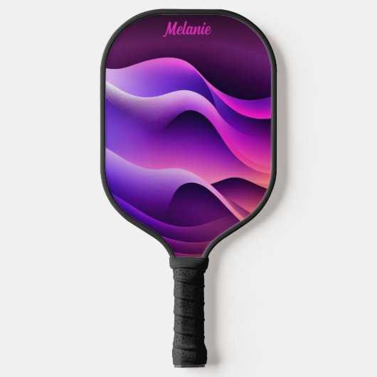 Aangepaste gepersonaliseerde Paarse & roze golven Pickleball Paddle (Voorkant)