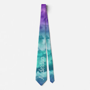 Aangepaste gepersonaliseerde paarse turquoise Grad Stropdas