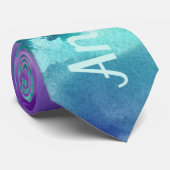 Aangepaste gepersonaliseerde paarse turquoise Grad Stropdas (Opgerold)