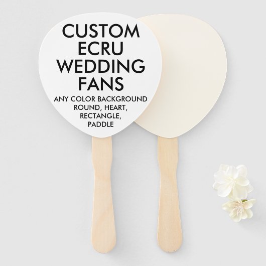Aangepaste gepersonaliseerde PADDLE ECRU BRUILOFT  Handwaaier (Voorkant en achterkant)