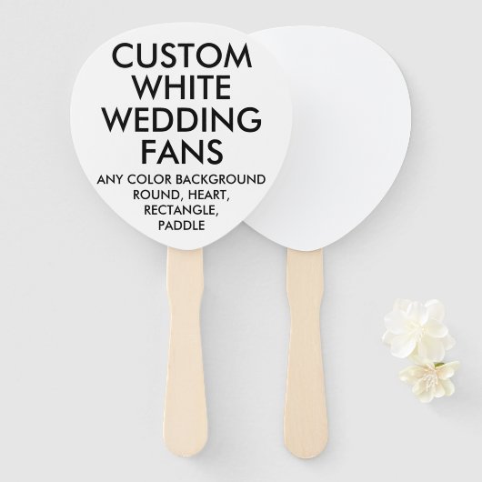 Aangepaste gepersonaliseerde PADDLE WITTE BRUILOFT Handwaaier (Voorkant en achterkant)