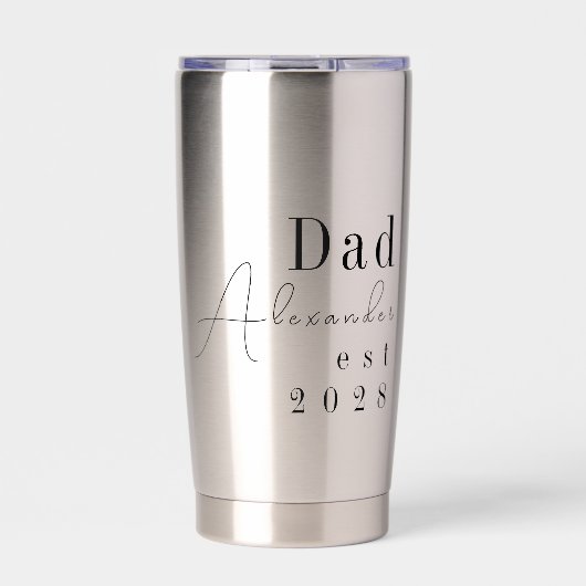 Aangepaste gepersonaliseerde papa minimale zwarte  geïsoleerde drinkbeker (Voorkant)