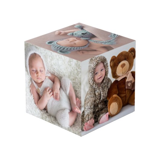 Aangepaste Gepersonaliseerde Pasgeboren Baby Foto Kubus (Achter hoekig)