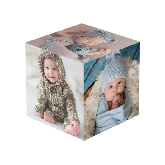 Aangepaste Gepersonaliseerde Pasgeboren Baby Foto Kubus (Voorkant hoekig)