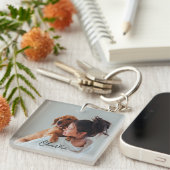 Aangepaste gepersonaliseerde Pet Photo Key Ring Sleutelhanger (Voorkant Rechts)