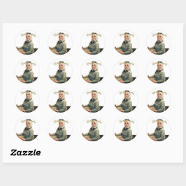 Aangepaste Gepersonaliseerde Portret Illustratie Ronde Sticker