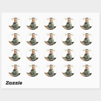 Aangepaste Gepersonaliseerde Portret Illustratie Ronde Sticker