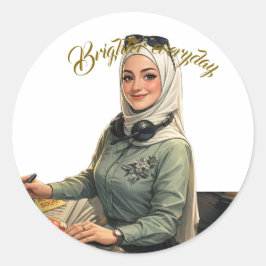 Aangepaste Gepersonaliseerde Portret Illustratie Ronde Sticker