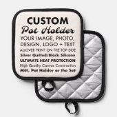 Aangepaste Gepersonaliseerde Pothouder, Gewatteerd Pannenlap (Voorkant / Achterkant)