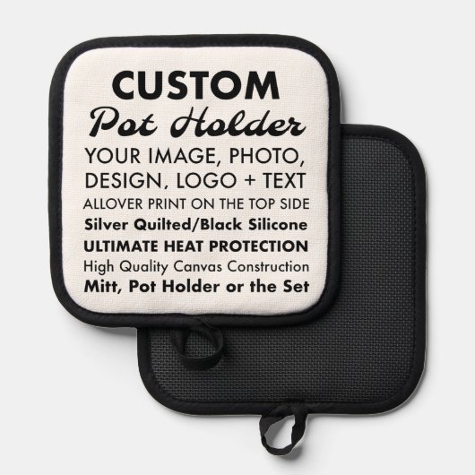 Aangepaste Gepersonaliseerde Pothouder, Siliconen  Pannenlap (Voorkant / Achterkant)