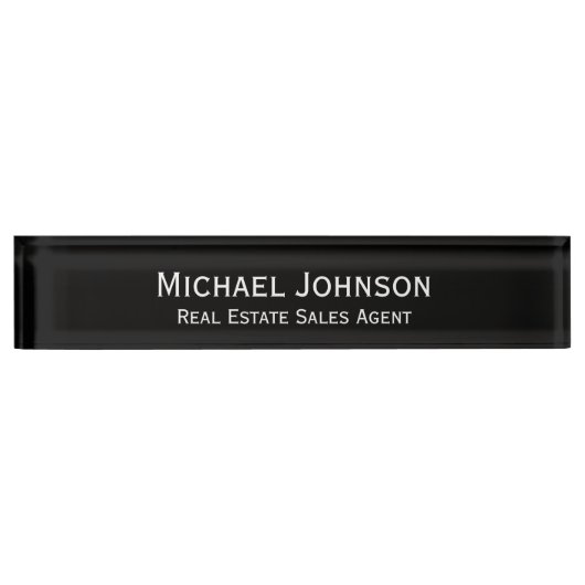Aangepaste gepersonaliseerde professionele zwart-w naambordje (Voorkant)