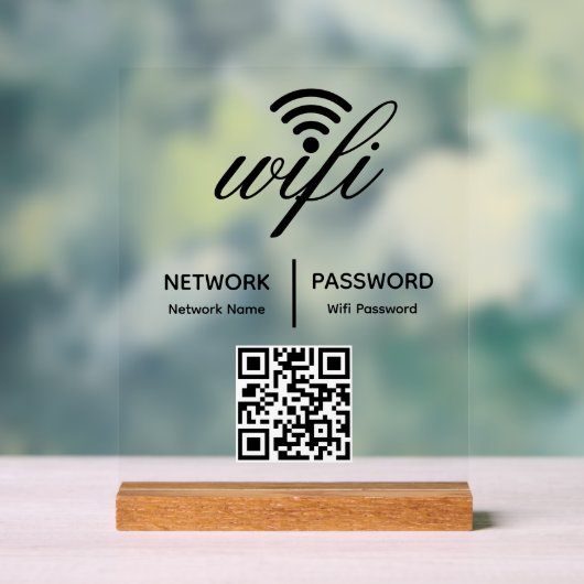 Aangepaste gepersonaliseerde QR-code met WiFi-wach Acryl Bord (Neutraal)