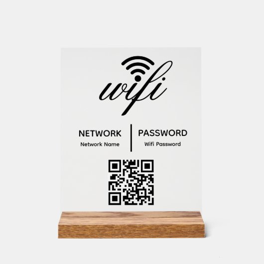 Aangepaste gepersonaliseerde QR-code met WiFi-wach Acryl Bord (Voorkant)