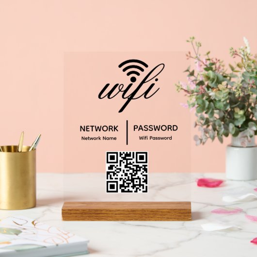 Aangepaste gepersonaliseerde QR-code met WiFi-wach Acryl Bord (Huwelijk)