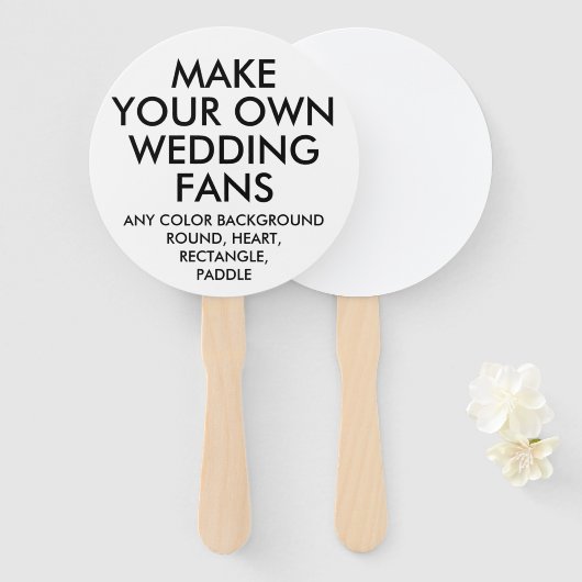 Aangepaste gepersonaliseerde RONDE WITTE BRUILOFT Handwaaier (Voorkant en achterkant)