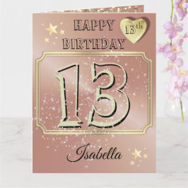 Aangepaste Gepersonaliseerde Roos Goud 13e Verjaar Kaart