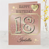 Aangepaste Gepersonaliseerde Roos Goud 18e Verjaar Kaart (Gele Bloem)