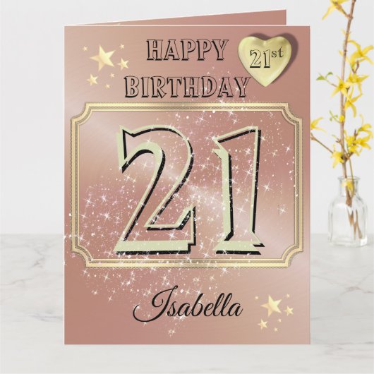 Aangepaste Gepersonaliseerde Roos Goud 21ste Verja Kaart (Gele Bloem)