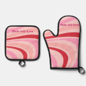 Aangepaste gepersonaliseerde roze Abstract patroon Ovenwant & Pannenlap Set (Voorkant)