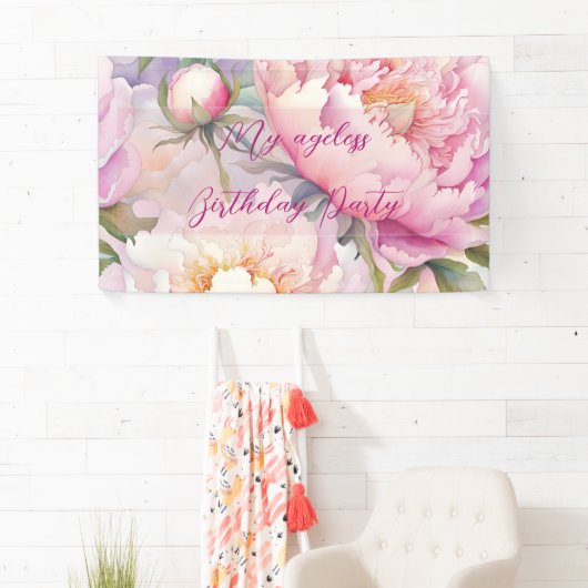 Aangepaste gepersonaliseerde roze blush bloemfeest spandoek (Insitu)