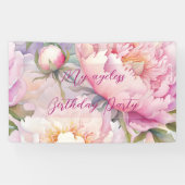 Aangepaste gepersonaliseerde roze blush bloemfeest spandoek (Horizontaal)