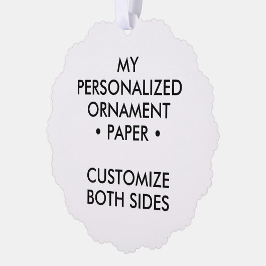 Aangepaste gepersonaliseerde SCALLOPED PAPIEREN BO Ornament Kaart (Links)