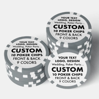 Aangepaste gepersonaliseerde set van 10 GRIJZE Pok Poker Chips