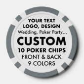 Aangepaste gepersonaliseerde set van 10 GRIJZE Pok Poker Chips (Achterkant)