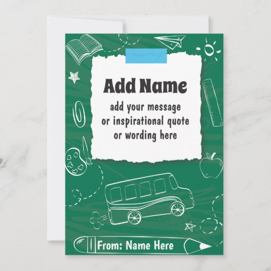 AANGEPASTE gepersonaliseerde terug naar school en Feestdagenkaart (Voorkant)