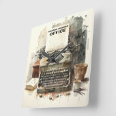 Aangepaste gepersonaliseerde Typewriter Kantoor wa Vierkante Klok (Hoek)