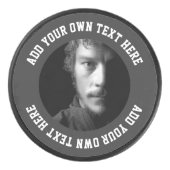 Aangepaste gepersonaliseerde unieke tekst en foto hockey puck (Voorkant)