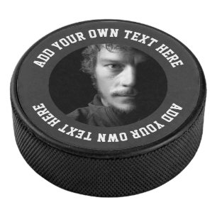 Aangepaste gepersonaliseerde unieke tekst en foto hockey puck