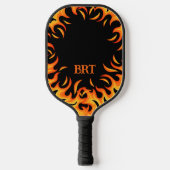 Aangepaste gepersonaliseerde vlammen op zwart pickleball paddle (Voorkant)