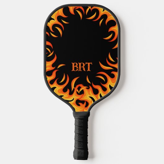 Aangepaste gepersonaliseerde vlammen op zwart pickleball paddle (Achterkant)