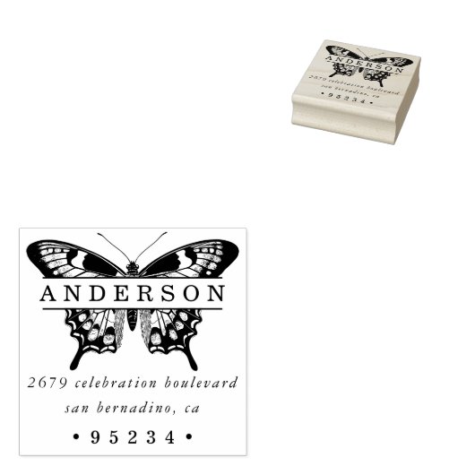 Aangepaste gepersonaliseerde vlinder vet naam en a rubberstempel (Gestempeld)
