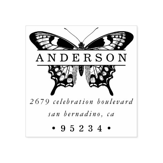 Aangepaste gepersonaliseerde vlinder vet naam en a rubberstempel (Afrduk)