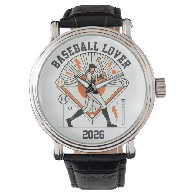 Aangepaste gepersonaliseerde wereldwijde honkbal 2 horloge (Voorkant)