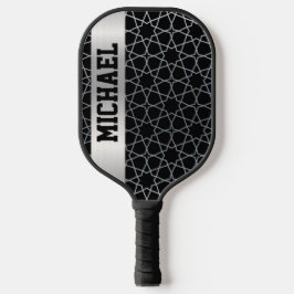 Aangepaste gepersonaliseerde zwart en zilver pickleball paddle