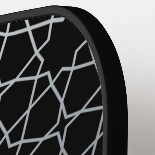 Aangepaste gepersonaliseerde zwart en zilver pickleball paddle (Links Detail)