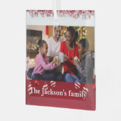 Aangepaste gepersonaliseerde zwart familieportret, glas ornament (Voorkant links)