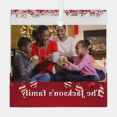 Aangepaste gepersonaliseerde zwart familieportret, glas ornament (Achterkant)