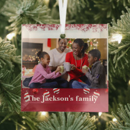 Aangepaste gepersonaliseerde zwart familieportret, glas ornament