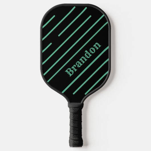 Aangepaste gepersonaliseerde zwart met Blauwgroen Pickleball Paddle (Voorkant)