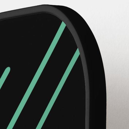 Aangepaste gepersonaliseerde zwart met Blauwgroen Pickleball Paddle (Links Detail)