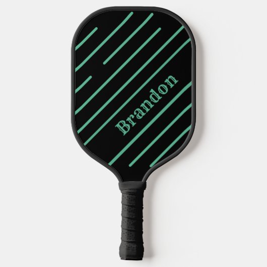 Aangepaste gepersonaliseerde zwart met Blauwgroen Pickleball Paddle (Achterkant)