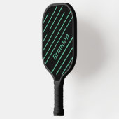 Aangepaste gepersonaliseerde zwart met Blauwgroen Pickleball Paddle (Links)