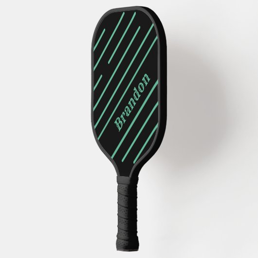 Aangepaste gepersonaliseerde zwart met Blauwgroen Pickleball Paddle (Links)